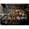Image 2 : Carnival Glass, Green Glass, Depression Glass, Wine/Floral Motif, Asst. Dishes, Décor - 3 Shelves