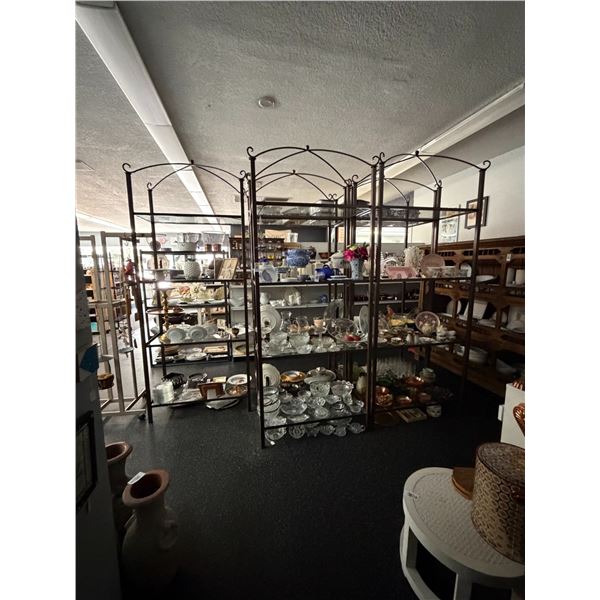 7-Ornate Iron w/Glass Shelves 9' Merchandising Rack - 7 X $