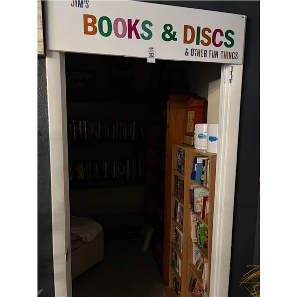 Bookshelves w/Books, Discs, Décor In Closet