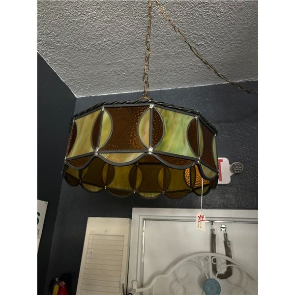 Leaded Glass Tan Hanging Lamp