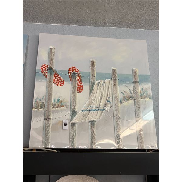 Oil On Canvas Unframed Sand Dunes Sea Scape Wall Art - 36"  X  36"