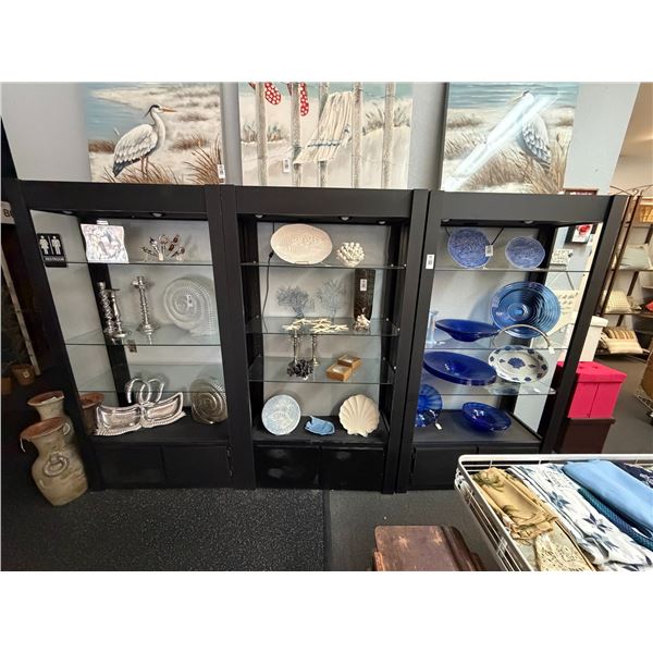 3-Contemporary Black Lighted Glass Shelf Display - 3 X $