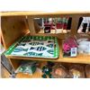 Image 2 : Shelf Lot w/Nautical Tray, Wine Bottle Sleeves, String Lights