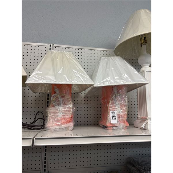 Distressed Pink Small Lamps - Pair