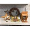 Image 1 : Tin Litho Typewriter, Lock Box, Décor on Shelf