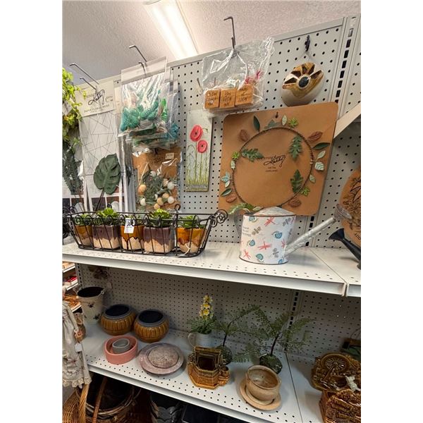 Paper/Silk Florals, Water Pitcher, Hanging Doll, Décor - 2 Shelves w/Pegs
