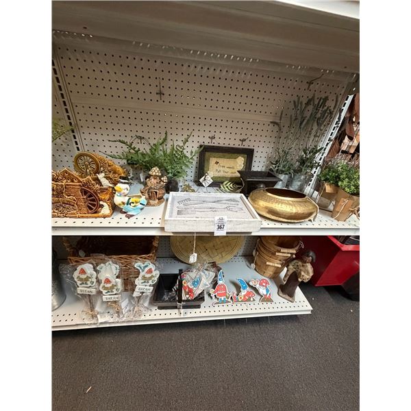 Silk Plants, Vases, Gnome Décor, Baskets - Bottom 2 Shelves