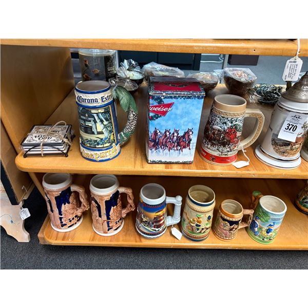 Steins, Metal Cups, Wine Stopper - Bottom 2 Shelves