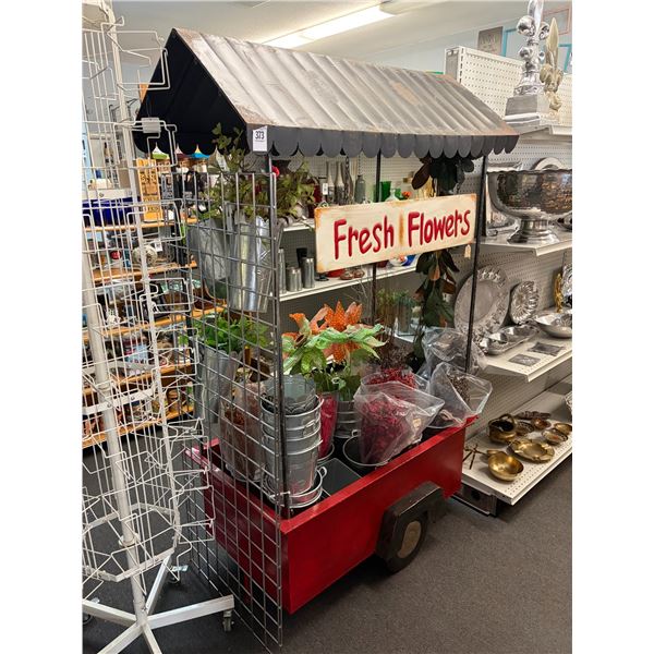Fresh Flowers Merchandising Cart w/Asst. Silk Florals