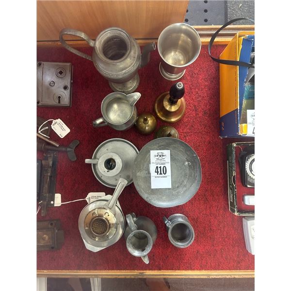 Asst. Vintage Creamers, Burner, Candlestand, Bell