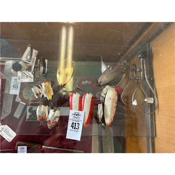 Asst. Vintage Metal Fishing Lures, Tongs