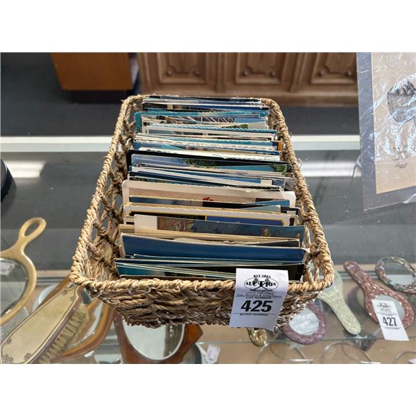 Basket w/Asst. Vintage Postcards