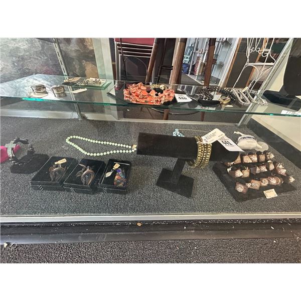Sea Shell Rings, Fashion Necklaces, Décor w/Displays Lot