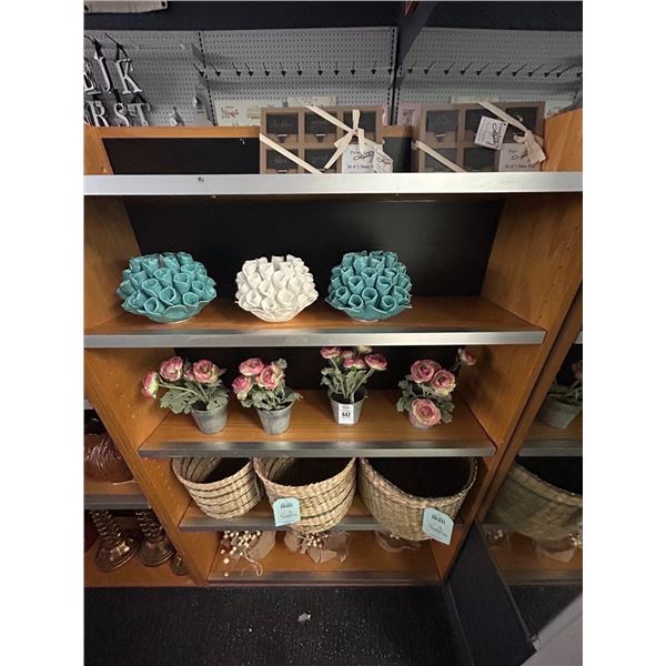 Potted Silk Florals, Glazed Floral Centerpieces, Cheese Picks, Baskets, Décor - 5 Shelves