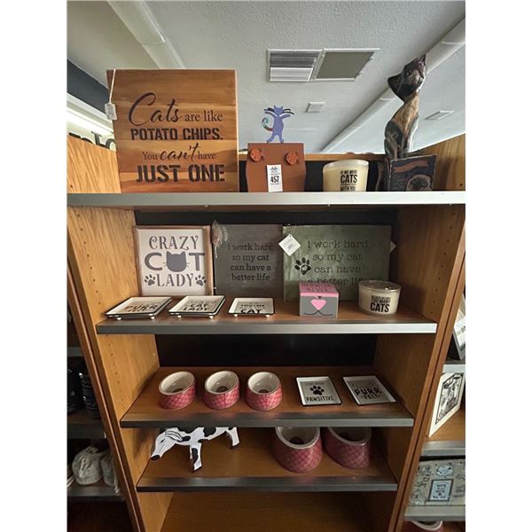 Asst. Pet Dishes, Bowls, Figurines, Décor - 4 Shelves