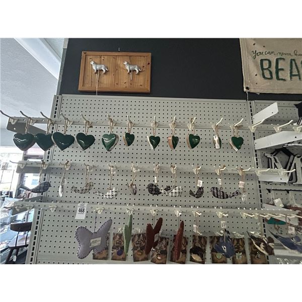 Asst. Nautical, Heart Ornaments on Hanging Display