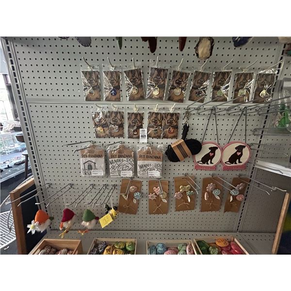 Floral Décor, Charms, Gnomes On Peg Board Display