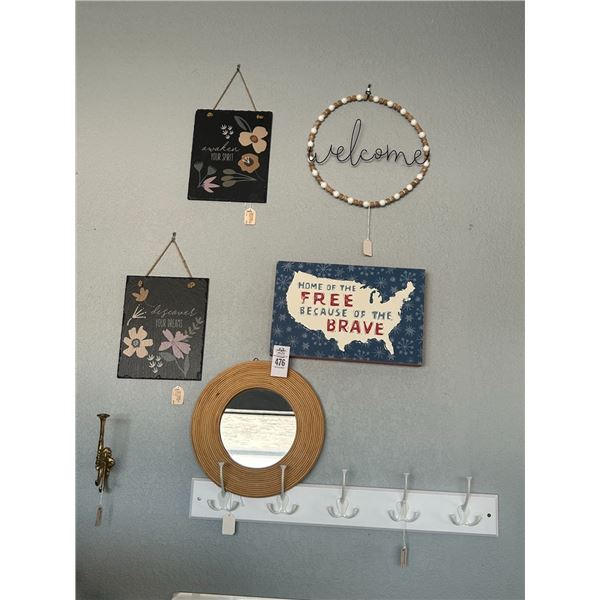 Asst. Wall Inspirations, Hooks, Mirror on Wall