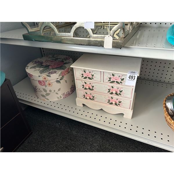Floral Jewelry Box, Hat Box, Baskets w/Coaster/Bags - Bottom Shelf