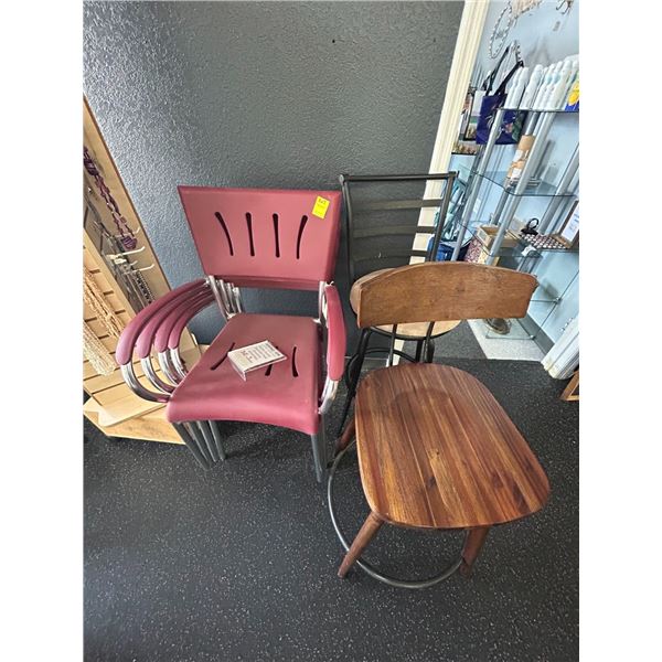 Plastic Stack Armchairs 4, Stools - 2