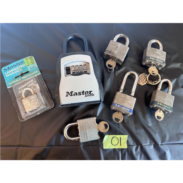 Lot of padlocks with keys