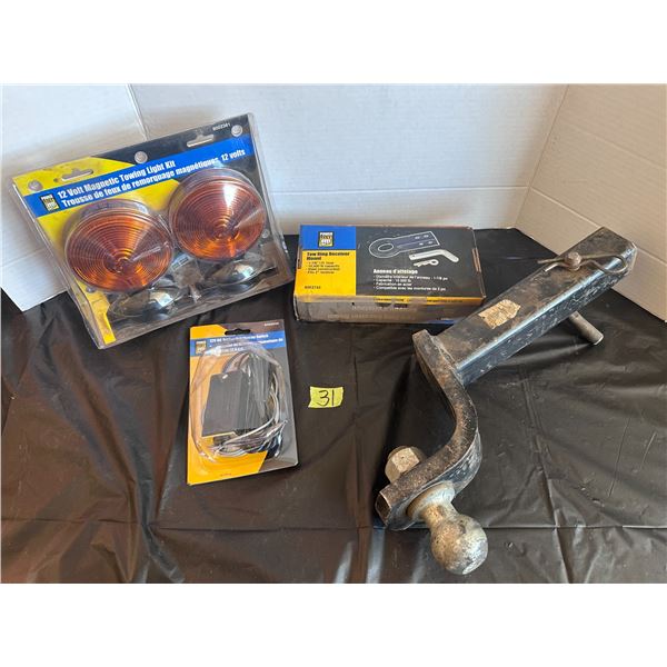 12 Volt magnetic towing light kit, tow ring reciever, tow bar and more
