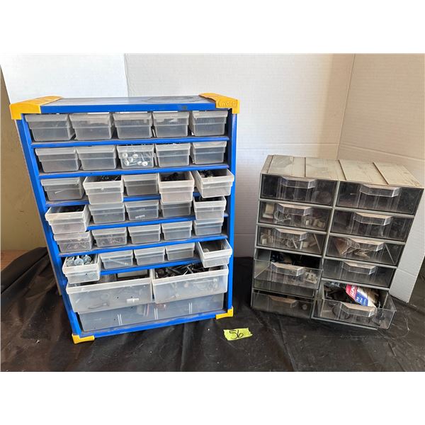 2 Tool cases full of assorted screws, nails, fasteners and more