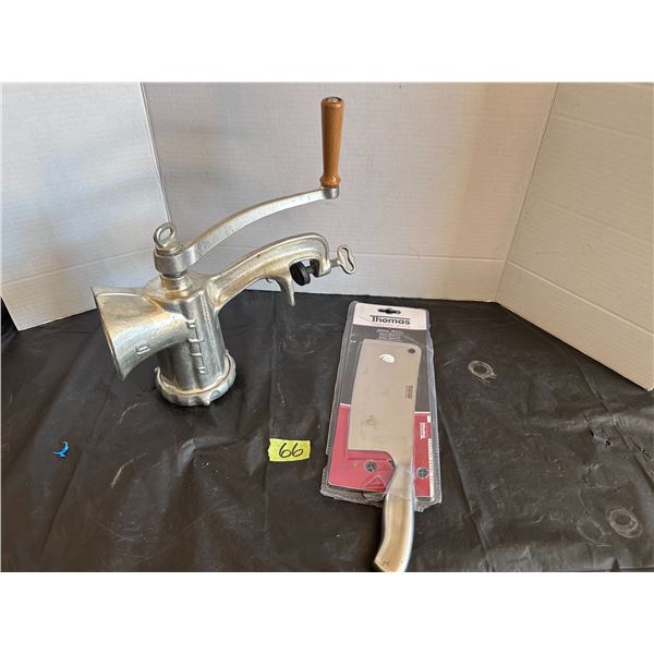 Meat grinder and meat cleaver