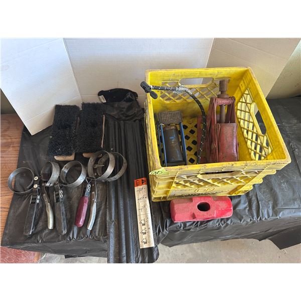 Oil filter wrenches, jack, brushes and more