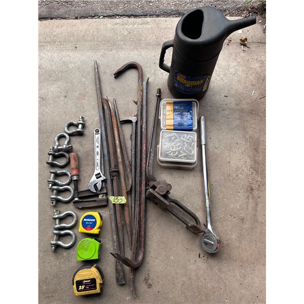 Wrecking bars, c-clamps, wrench, tape measures and more