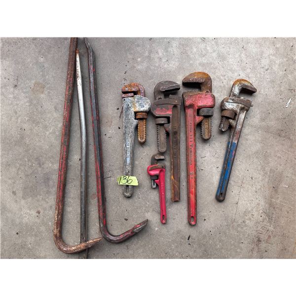 Wrecking bars and pipe wrenches
