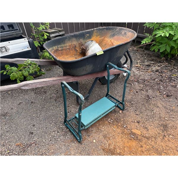 Wheel barrow and kneeling bench