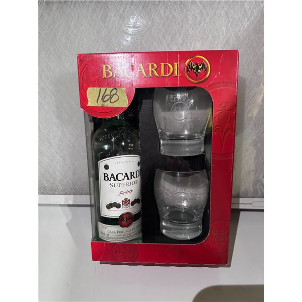 Bacardi rum 750ml gift set with drinking glasses