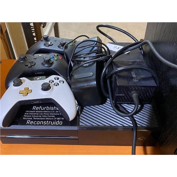 XBOX ONE WITH 3 CONTROLLERS AND CORDS