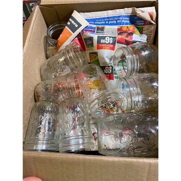 BOX OF APPROX. 15 ASSORTED MASON JARS - NO COVERS
