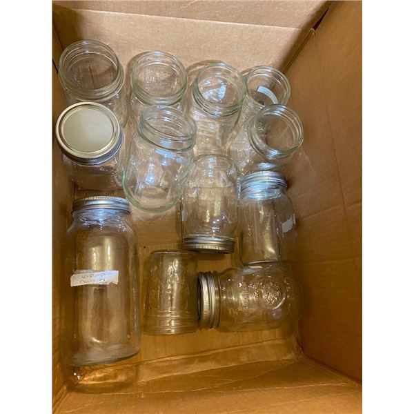 APPROX. 12 MASON JARS - FEW HAVE COVERS