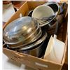 Image 1 : BOX LOT OF ASSORTED PANS AND POTS