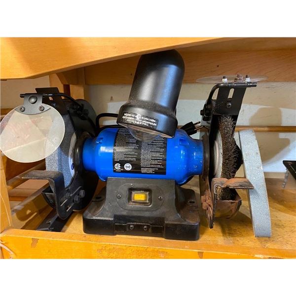 MASTERCRAFT BENCH GRINDER WITH LIGHT - WITH EXTRA WHEEL