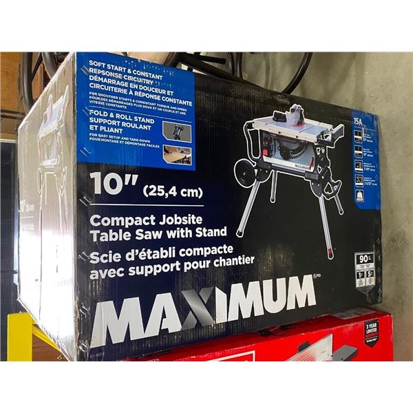 10IN MAXIMUM MASTERCRAFT COMPACT TABLE SAW WITH STAND