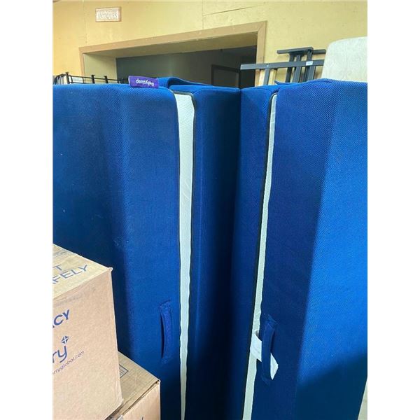 QUEEN SIZE FOLDABLE COUCH / MATTRESS - COULD USE A CLEANING ON THE OUTSIDE