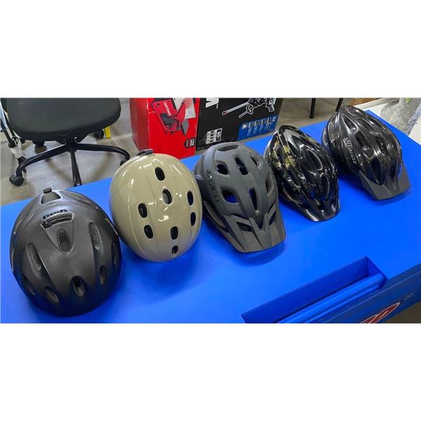 5 ASSORTED BIKE HELMETS