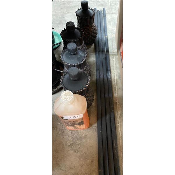 4 CITRONELLA LAWN LANTERNS WITH POLES