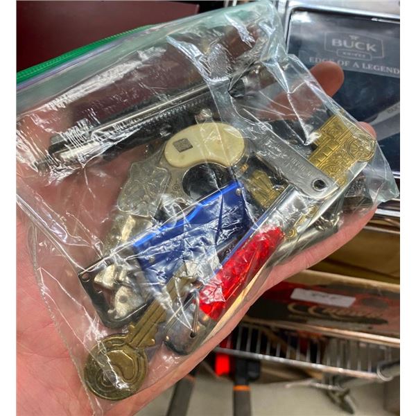 BAG OF ASSORTED COLLECTIBLE JACK KNIVES AND LIGHTERS