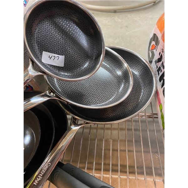 SET OF 3 GREEN PAN FRYING PANS
