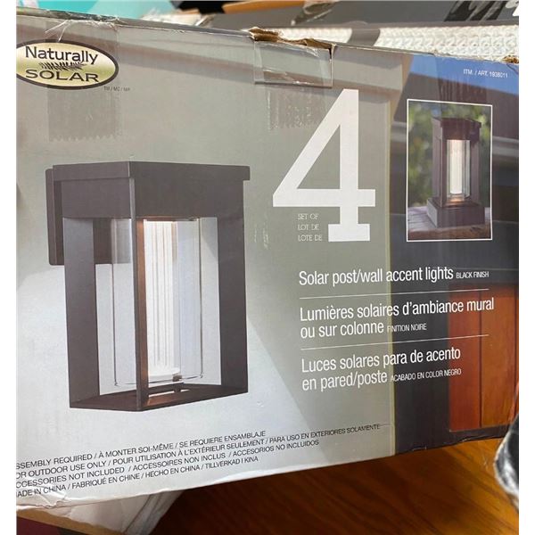 4 PACK OF SOLAR POST / WALL ACCENT LIGHTS