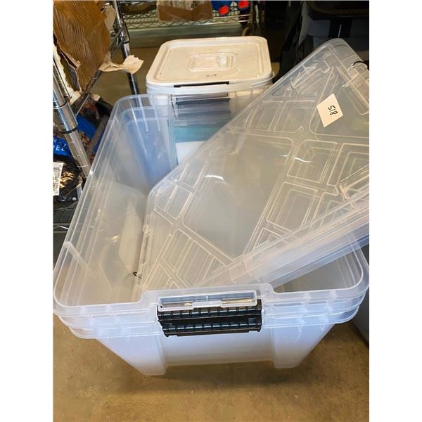 3 PLASTIC STORAGE CONTAINERS