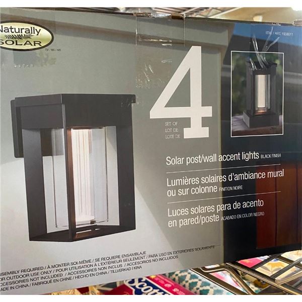 4 PACK OF SOLAR POST / WALL ACCENT LIGHTS