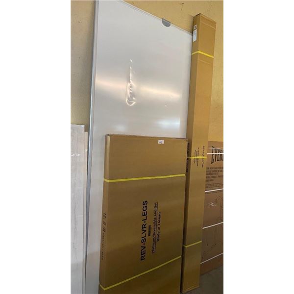 8X4FT DOUBLE SIDED WHITEBOARD WITH LEGS AND TRAY - FEW DINGS AND A SCRATCH