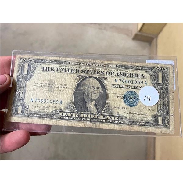 1957 US 1 DOLLAR BANKNOTE - SILVER CERTIFICATE BLUE SEAL