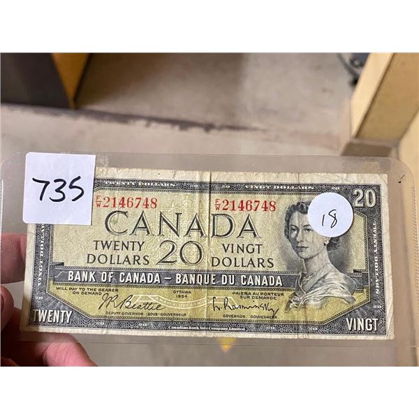 1954 CANADIAN 20 DOLLAR BANKNOTE